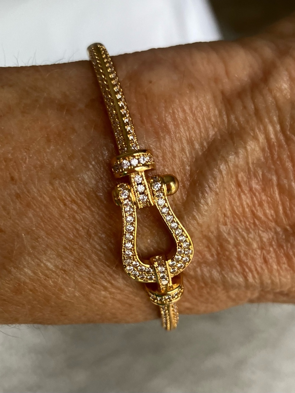 Gold Pavé Crystal Horseshoe Bracelet - Women's Jewelry